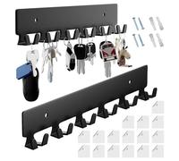 Key Holder - Key Hanger | Wall Mount 12 Hooks Keys Holder | 2X Decorative Keys Holders | Metal Storage Organizer Adhesive With Mounting Hardware For Home Storage And Organization