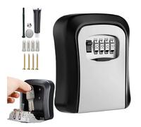 Key Lock Box, Wall Mounted Safe, 3.94in 4 Digit Combination Code | Resettable Security Keys Hider, Weatherproof Steel Case for Interior, Outdoor, Garaje, Garden, Store Use