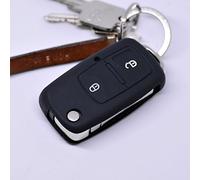 Key Soft Case Cover Funda Protectora Llave del Coche VW Golf Fox Polo EOS Jetta Seat Skoda 2 Botones hasta 2009 Llave Plegable/Color: Negro
