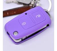 Key Soft Case Cover Funda Protectora Llave del Coche VW Golf Fox Polo EOS Jetta Seat Skoda 2 Botones hasta 2009 Llave Plegable/Color: Púrpura