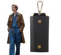Key Wallet, Leather Organizer, Compact Coin Purse, Keychain Storage Bag, Slim Multi Use Accessory for Home School Office Belt Waist Carry for Men Essentials, 6.3x2.36 Inches