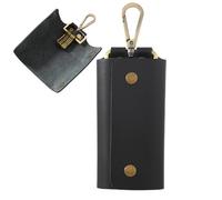 Key Wallet, PU Leather Organizer, Coin Purse Holder, Zippered Pocket, Built in Keychain, Compact Size, Excelente para el hogar, School, Work, Travel, Belt Or Waist Carry, Negro , Se référer au