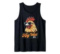Key West Florida Rooster Chiken con gafas Vintage 2025 Camiseta sin Mangas