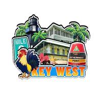 Key West Florida USA Imán de madera para nevera ciudad, recuerdo artístico, colección creativa, hecho a mano, viajes, hogar, oficina, regalos, paisaje, decoración de refrigerador, 3076