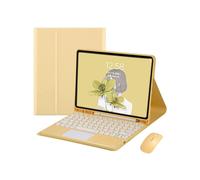 Keyboard Case Mouse for iPad A16 2025 11th Gen 11" and iPad 10th Gen 2022 10.9" with Detachable TouchPad Keyboard Yellow