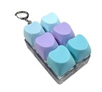 Keyboard Fidget Keychain, 6 Key Quiet Click Relief Sensory Button with Light Feature, Portable Anti Stress Clicker Toy for Kids Adults Students Home Office School Classroom Travel Use