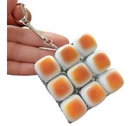 Keyboard Fidget Toy, Light Up Bread Keychain Fidget, Cute Stress Relief Clicker Toy, Mini Anti Stress Sensory Gadget, Portable Key Chain, 6 cm/2.36in, for Adults Home Office