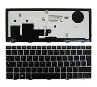 Keyboards4Laptops Francés Marco Plata Retroiluminada Negro Windows 8 Teclado de Repuesto para Ordenador portátil Compatible con HP EliteBook Revolve 810 G2