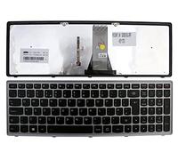 Keyboards4Laptops Reino Unido Marco Plata Retroiluminada Negro Windows 8 Teclado de Repuesto para Ordenador portátil Compatible con Lenovo Essential G505s