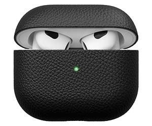 KeyBudz Artisan - Funda de Piel para Apple AirPods 3, Funda de Piel auténtica, Accesorios para Auriculares, Color Negro