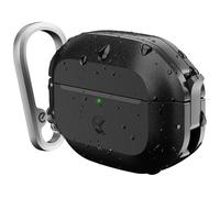 Keybudz Funda para AirPods Pro 3 con bloqueo, totalmente impermeable, compatible con AirPods Pro de 3ª generación, llavero, protección resistente y resistente, carcasa rígida y mosquetón (negro carbón