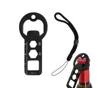 Keychain Bottle Opener - Bottle Opener with Lanyard | Portable Metal Cap Remover Keyring | Multifunctional 4-In-1 Tool with Strap for Beer, Soda, Camping, Bar, Home, Kitchen, Car, Bartending
