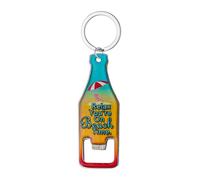 Keychain Bottle Opener, Compact Can Opener, Magnetic Back Design, Beach Pattern Keyring, For Travel Pocket Car Hiking Camping Bartender Fridge Use, 3.46x1.18 Inches