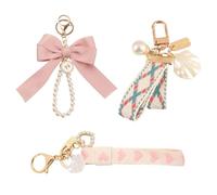 Keychain De 3 Piezas, Llavero De Cáscara De Perla De Lazo, Cole De Llavero Multifunción, Adorno Cole De Bolsas Creativas Y De Moda, Accesorios De Llave De Autos.