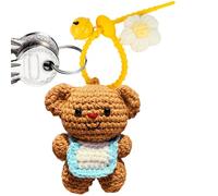 Keychain de oso - Anillo de llave de crochet, de la bolsa de animales | Accesorio de llave de peluche hecha a mano, linda decoración de muñecas de muñeca para mochila para equipaje de bolso bo