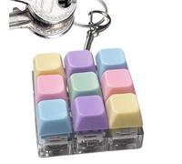 Keychain Fidget Toy, Mini 9 Key Clicker Keyring Pendant, Stress Relief Fidget Clicker for Focus and Relaxation, Durable ABS with Tactile Button Feature, Fidgets Toys Category Item, Travel Work