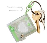 Keychain Photo Album - Heart Design Card Collection Book, Shiny Clear Photo Album Bag Charm with 24 Pockets, Mini 2-Inch Picture Holder for School, Travel, Display, Storage