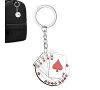 Keychain - Playing Card Charm Accessory, Poker Style Bag Pendant with Lightweight Pocket Carry Design, Eye Catching Table Game Theme, Ideal for Backpack Handbag Purse Decoration Student Gift Party