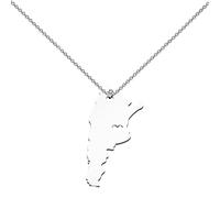 KEYCHIN Collar de Argentina inspirado en Argentina, regalo con colgante de mapa del país de Argentina, joyería para amigos y familiares, L, Acero inoxidable, plateado