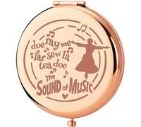 KEYCHIN Espejo de bolsillo con sonido de música Maria Musical Fans Regalos Doe Ray Me Far Sew La Tea Doe Compact Make Up Broadway Sound of Music Merch (Doe Ray Me-RG)