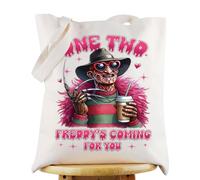 KEYCHIN Freddy Killer Bolsa de mano Freddy Fans Gifts One Two Freddy's Coming Soon Bolsa reutilizable para comestibles Freddy Horror Face Merch, Freddy's Coming Tb