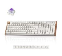 Keychron K10 He Tastiera Gaming Usb + Rf Wireless + Bluetooth Qwerty Inglese Uk Bianco, Legno (k10H-Q1-Uk He Wless Mag Cust Keyb) - Versione uk