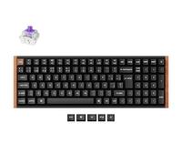 Keychron K4 HE Teclado mecánico inalámbrico, 96% de diseño 2,4 GHz/Bluetooth/cableado, interruptores magnéticos Gateron, QMK programable para Mac Windows, Marco de Madera - Negro(ES Layout)