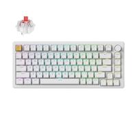 Keychron Teclado mecánico inalámbrico J2, 2.4 GHz, Bluetooth, QMK, 75% de diseño RGB con perilla, interruptor rojo intercambiable en caliente, compatible con Mac, Windows, Linux, para juegos, oficina
