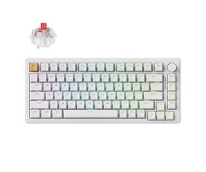Keychron Teclado mecánico inalámbrico J2, 2.4 GHz, Bluetooth, QMK, 75% de diseño RGB con perilla, interruptor rojo intercambiable en caliente, compatible con Mac, Windows, Linux, para juegos, oficina