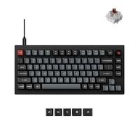 Keychron Teclado mecánico V1 8K 75% con cable con perilla, programable QMK/VIA, intercambiable en caliente con interruptores Keychron Super Brown, tasa de sondeo de 8000 Hz, retroiluminación RGB para