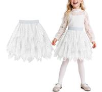 Keyck Falda de Tutú para Niñas, Falda Tul Princesa Ballet 6-7 Años, Blanco