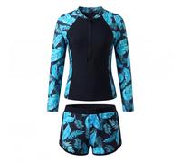 Keyck Traje de Baño Niña 2 Piezas Manga Larga Rash Guard 13-14 Años, Negro