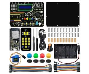 KEYESTUDIO Inventor Starter Kit for Arduino ESP32, Hardware Comes Pre-connected, Easy to Get Started Coding and Electronics, 15 Modules, 30 Projects, STEM Educational Set for Adults Teens (With ESP32)