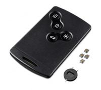 KEYFIX Carcasa Tarjeta Compatible con Renault Megane 3 Scenic 3 Clio 4 Captur 1 | Kit Reparación 4 Botones con Bobina, Pulsadores y Espadín