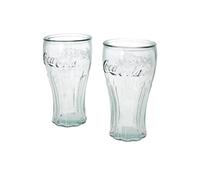 Keyhomestore │ Juego de 2 vasos Cola de cristal reciclado transparente, 16 x 9 cm, ideales para uso diario, resistente, vidrio reciclado y fácil de limpiar