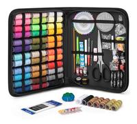 KEYHOT Costurero Viaje, 216Pcs Kit Kit Costura para la Abuela Mamá Viajera Principiante, Pequeño Completos Contiene Agujas Hilo Tijeras Medida Cinta Dedal etc