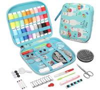KEYHOT Costurero Viaje, 86Pcs Kit Kit Costura para la Abuela Mamá Viajera Principiante, Pequeño Completos Contiene Agujas Hilo Tijeras Medida Cinta Dedal etc (Alpaca)
