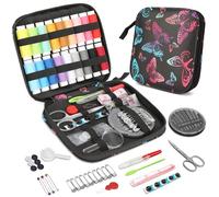 KEYHOT Costurero Viaje, 86Pcs Kit Kit Costura para la Abuela Mamá Viajera Principiante, Pequeño Completos Contiene Agujas Hilo Tijeras Medida Cinta Dedal etc