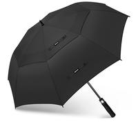 KEYHOT Paraguas Grande de Golf M Automático a Prueba de Viento, Fuerte Gran Tamaño con Doble Toldo para Hombres y Mujeres (Negro)