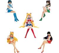 Keyhvao Figura de anime de 13 cm, modelo de estatuas de Tsukino Usagi, marinero, Mercurio, Marte, Venus, Júpiter, figuras de posición sentada, linda decoración, material de PVC, regalos para