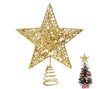 KEYIDO Mini estrella dorada pequeña para árbol de Navidad, estrella pequeña para parte superior de árbol de Navidad, ancho 12 cm, alto 15 cm