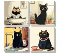 KEYIFA 4 Pack Animales Pintar por Numeros Adultos con Marco, DIY Gatos Colorear por Numeros Kit Adultos, Paint by Numbers Pintura Acrilica Cuadros, Decoración del Hogar 20x20cm