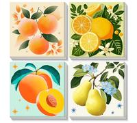 KEYIFA 4 Pack Frutas Pintar por Numeros Adultos con Marco, DIY Naranjas Colorear por Numeros Kit Adultos, Paint by Numbers Pintura Acrilica Cuadros, Decoración del Hogar 20x20cm