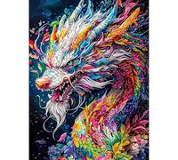 KEYIFA Dragón Colorido Pintar por Numeros Adultos, Paint by Number Kits con Pinceles y Pigmento Acrílico, DIY Pintura al óleo Colorear Lienzo Manualidades, Decoración del Hogar 30x40cm