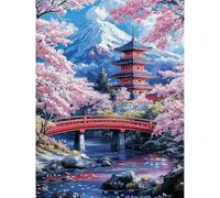 KEYIFA Flor Mont Fuji Pintar por Numeros Adultos, Flores Paint by Number Kits con Pinceles y Pigmento Acrílico, DIY Pintura al óleo Colorear Lienzo Manualidades, Decoración del Hogar 30x40cm