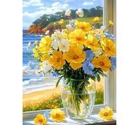 KEYIFA Flores Pintar por Numeros Adultos, Paisaje Paint by Number Kits con Pinceles y Pigmento Acrílico, DIY Pintura al óleo Colorear Lienzo Manualidades, Decoración del Hogar 30x40cm