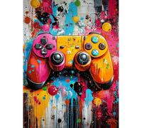 KEYIFA Juego Controlador Pintar por Numeros Adultos, Paint by Number Kits con Pinceles y Pigmento Acrílico, DIY Pintura al óleo Colorear Lienzo Manualidades, Decoración del Hogar 30x40cm