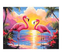 KEYIFA Pintar por Numeros Adultos, FlamencosPaint by Number Kits con Pinceles y Pigmento Acrílico, DIY Pintura al óleo Colorear Lienzo Manualidades, Decoración del Hogar 40x30CM
