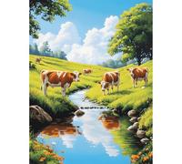 KEYIFA Pintar por Numeros Adultos, Orilla de un Arroyo en Pastumn Paint by Number Kits con Pinceles y Pigmento Acrílico, DIY Pintura al óleo Colorear Lienzo Manualidades, Decoración del Hogar 30x40CM
