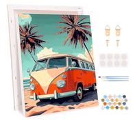 KEYIFA Pintar por Numeros Adultos, Paint by Number Kits con Pinceles y Pigmento Acrílico, DIY Pintura al óleo Colorear Coche retro Lienzo Manualidades, Decoración del Hogar 30x40cm